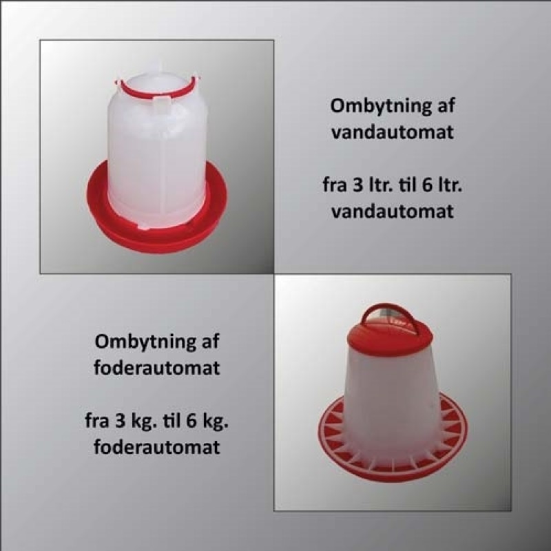 6 ltr. vandautomat og 6 kg. foderautomat